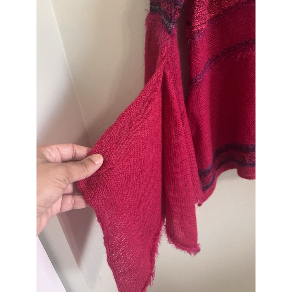 Free People Raspberry Pink Red Textured Knit Bell Sleeve Sweater Women’Size XS - Picture 10 of 14